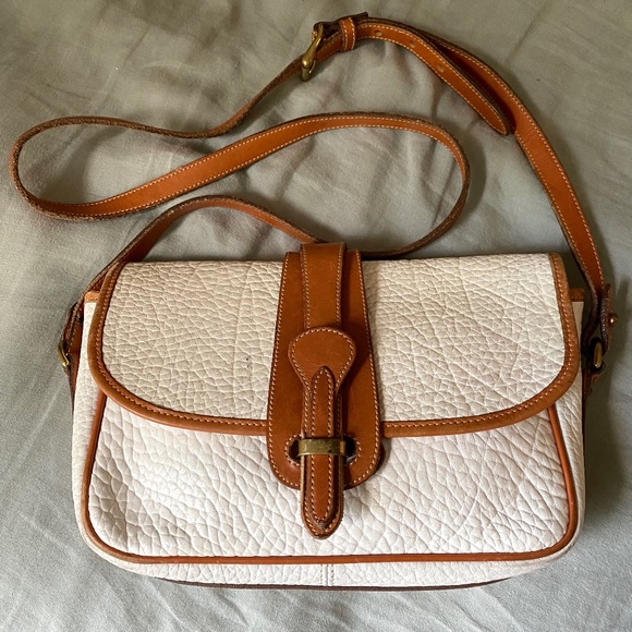 Dooney & Bourke Handbags - Vintage 90s Dooney & Bourke Equestrian Satchel White and Brown Crossbody Purse